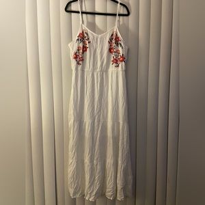 White long tiered sundress with flowers